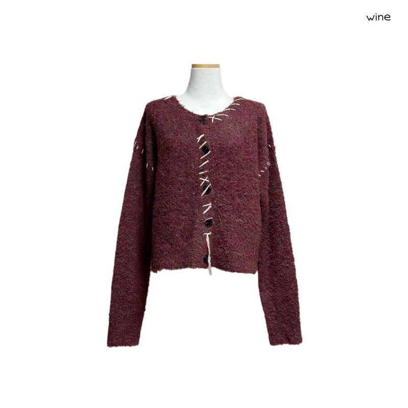 (3color) Mongle Stitch Hairy Loose Cardigan