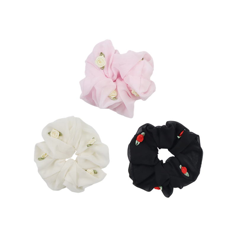 PINK PINEAPPLE（ピンクパイナップル）の「[3PCS 1SET] ROSE CHIFFON SCRUNCHIE（Hair Accessories）」