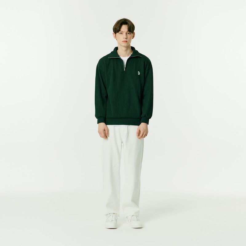 HALF ZIP UP KNIT SWEATSHIRTS GREEN