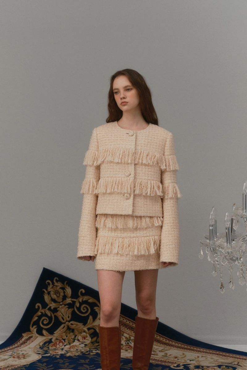 Fringe tweed jacket
