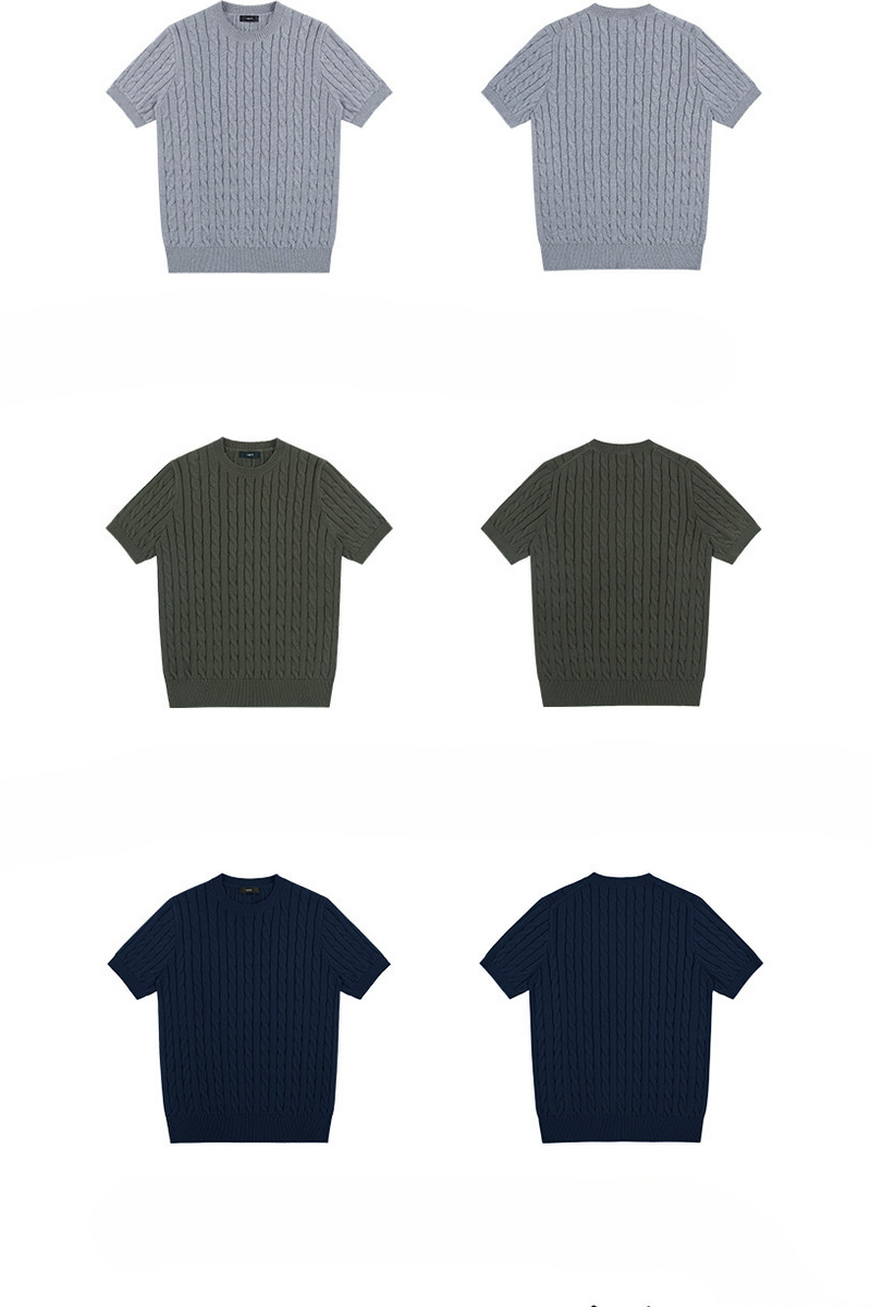 ケーブル ニット クルーネックTシャツ