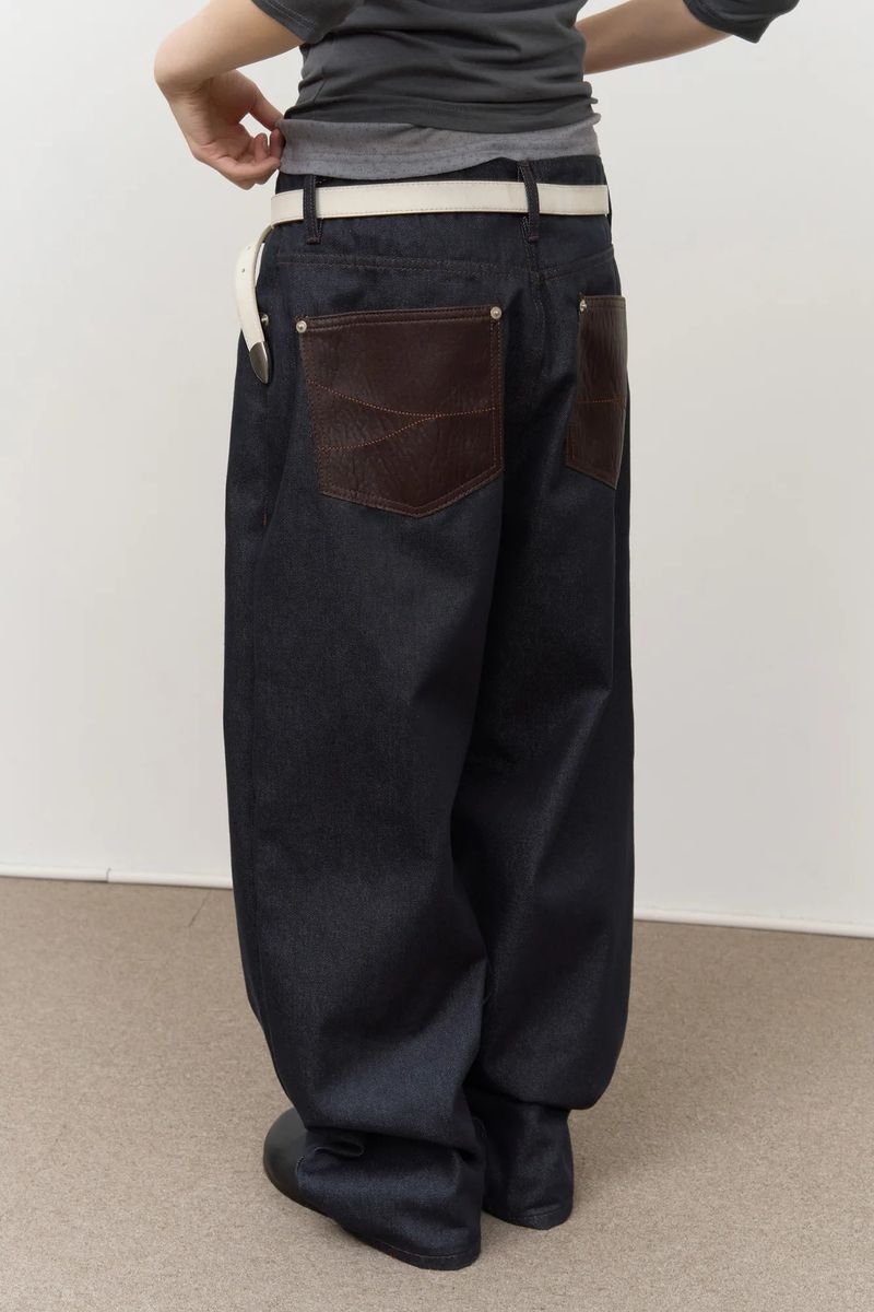 Peo Back Leather Denim