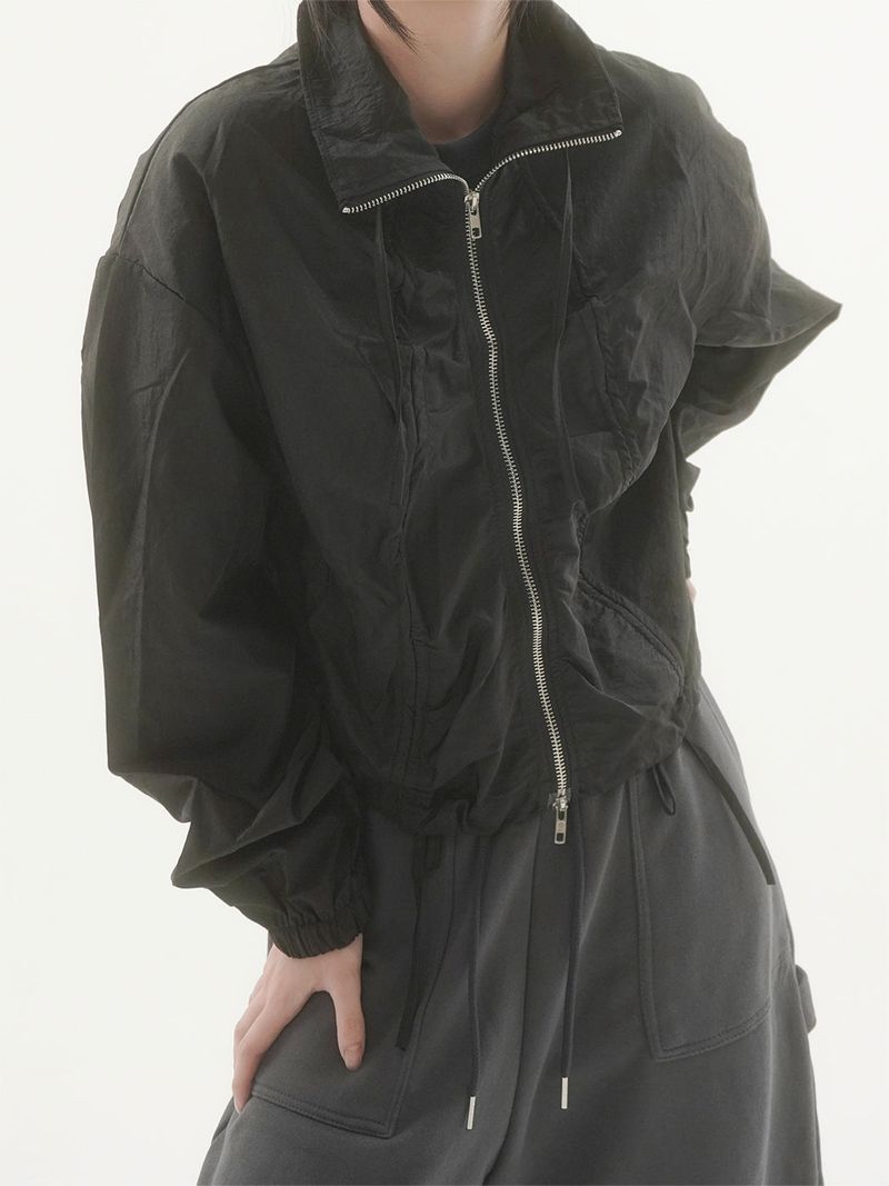 Crinkle shirring ribbon windbreaker -2C