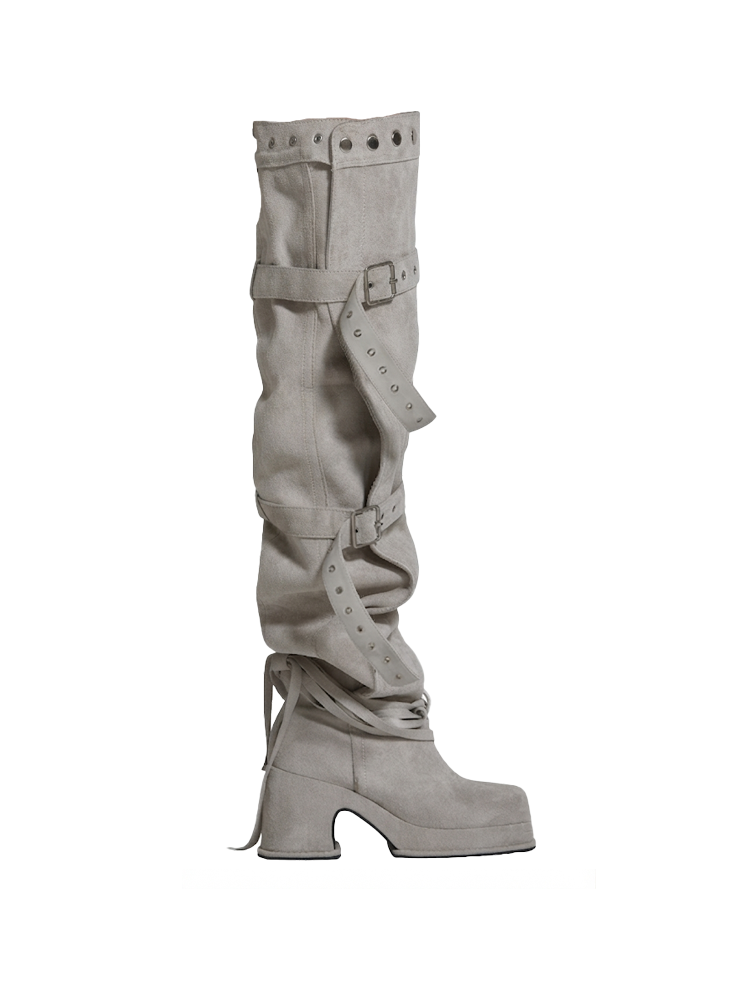 BUCKLE THIGH HIGH BOOTS [HIGH]