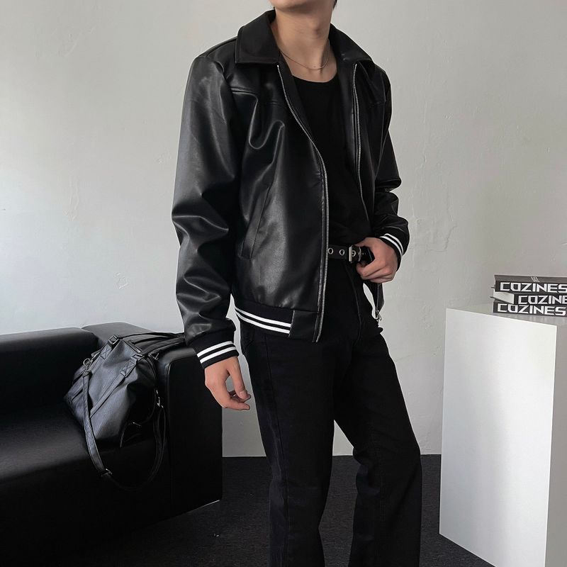 Louis Leather Sporty Crop Jacket (2 colors)