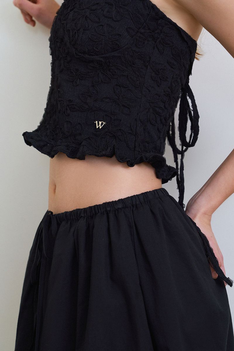 Flower pattern halter top_black