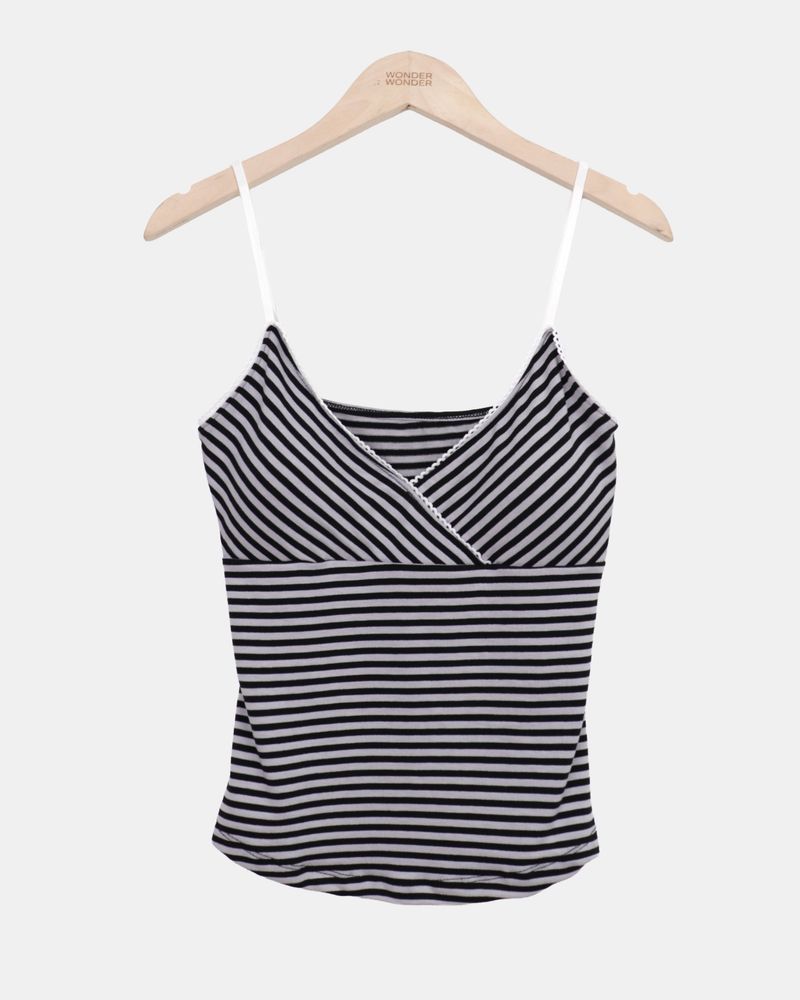 Poptin Stripe Cap-Sleeve Top
