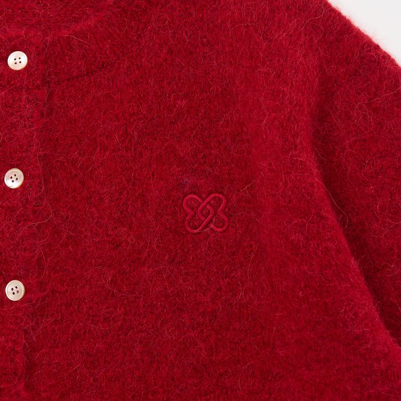 CLASSIC BUTTON CARDIGAN RED