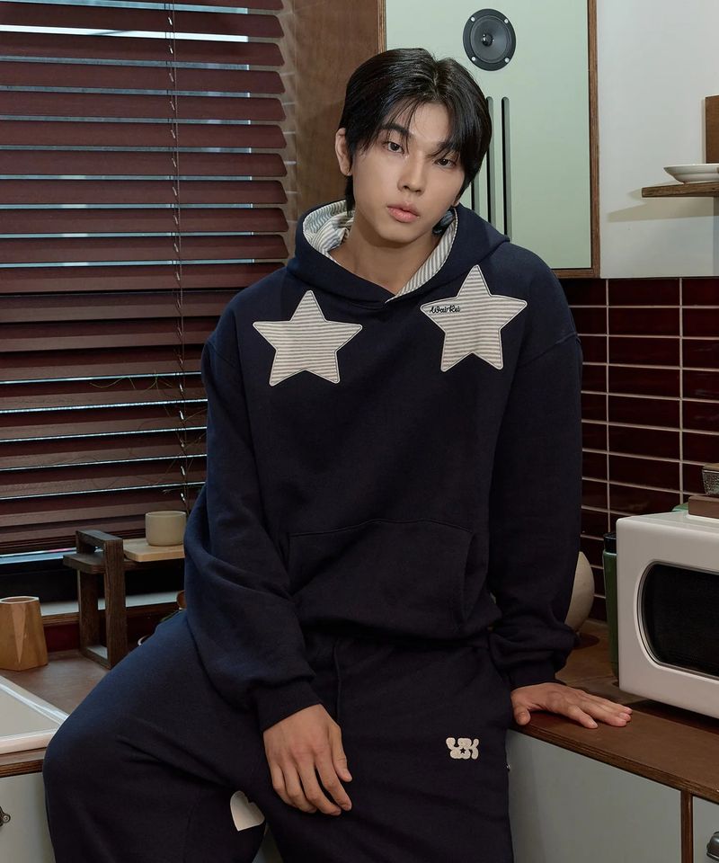 Stripe Star Applique Hoodie