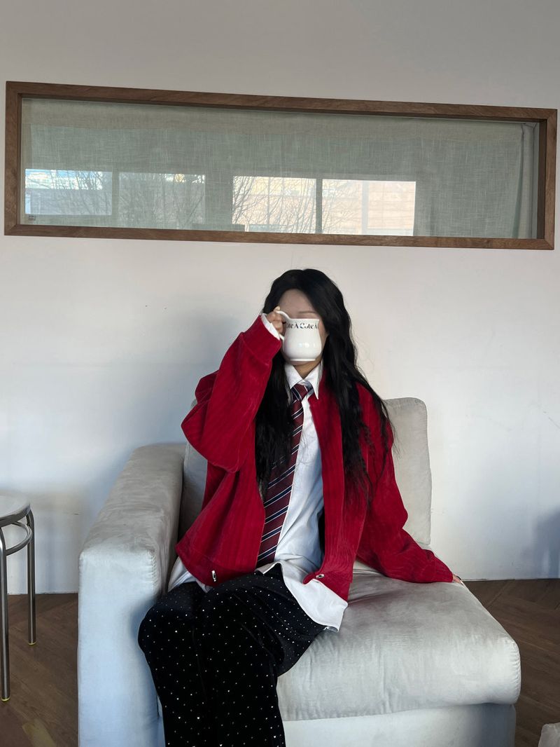 [UNISEX]ベロア オーバーフィット 長袖カーディガンジャケット(3 colors)