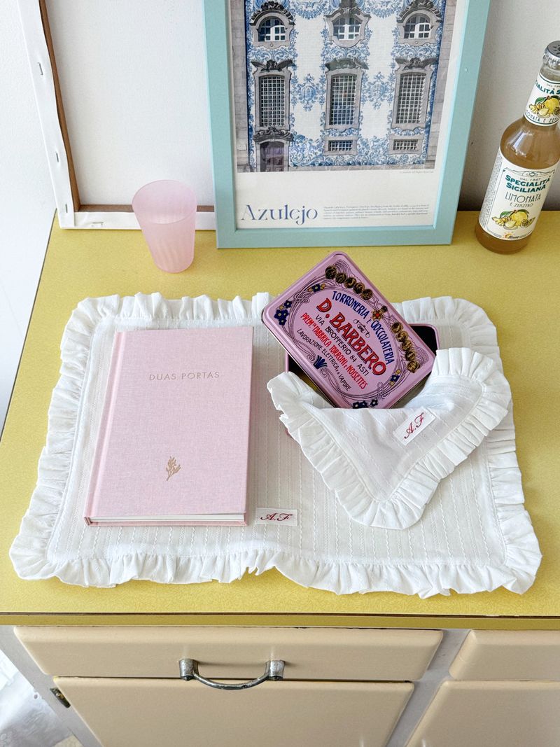 Initial Label Frill Matte Coaster Cotton Cover s