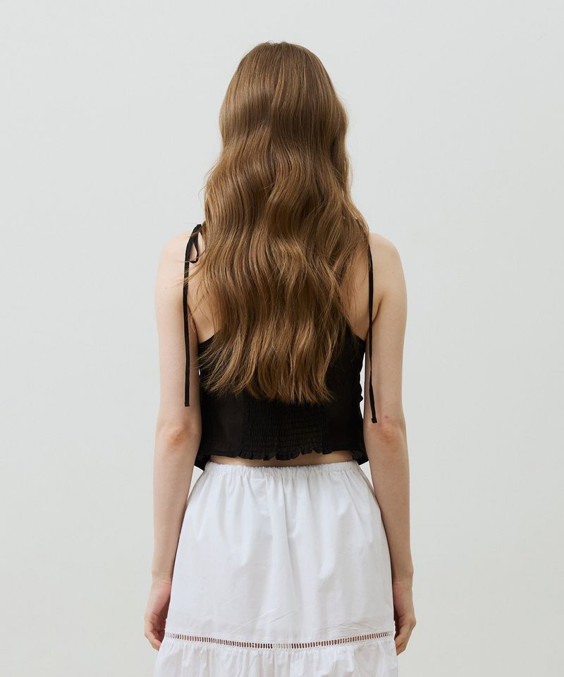 REVE CORSET SMOCKED TOP / BLACK