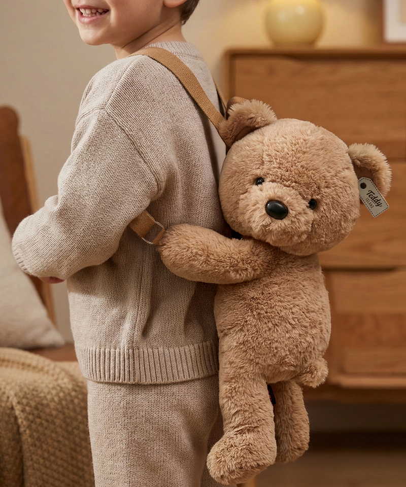 Side Teddybear Backpack [BROWN]
