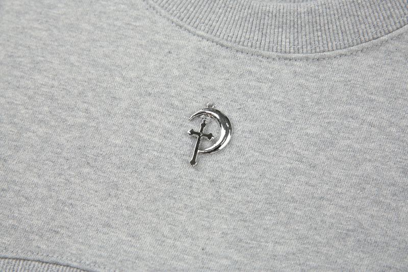0 4 chain crop sweat shirt - GREY