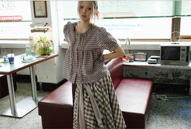 Check Tie Skirt (beige)