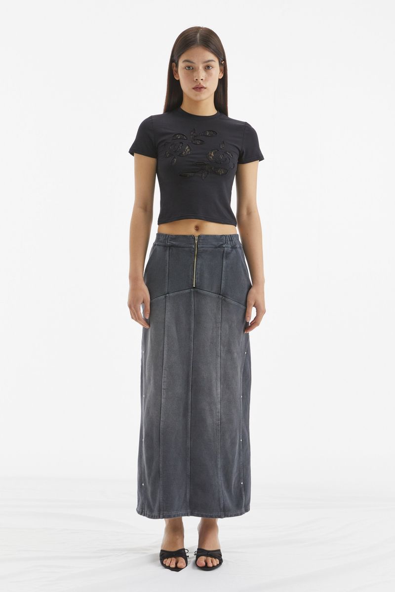 ROSE LACE CROP TOP /  BLACK