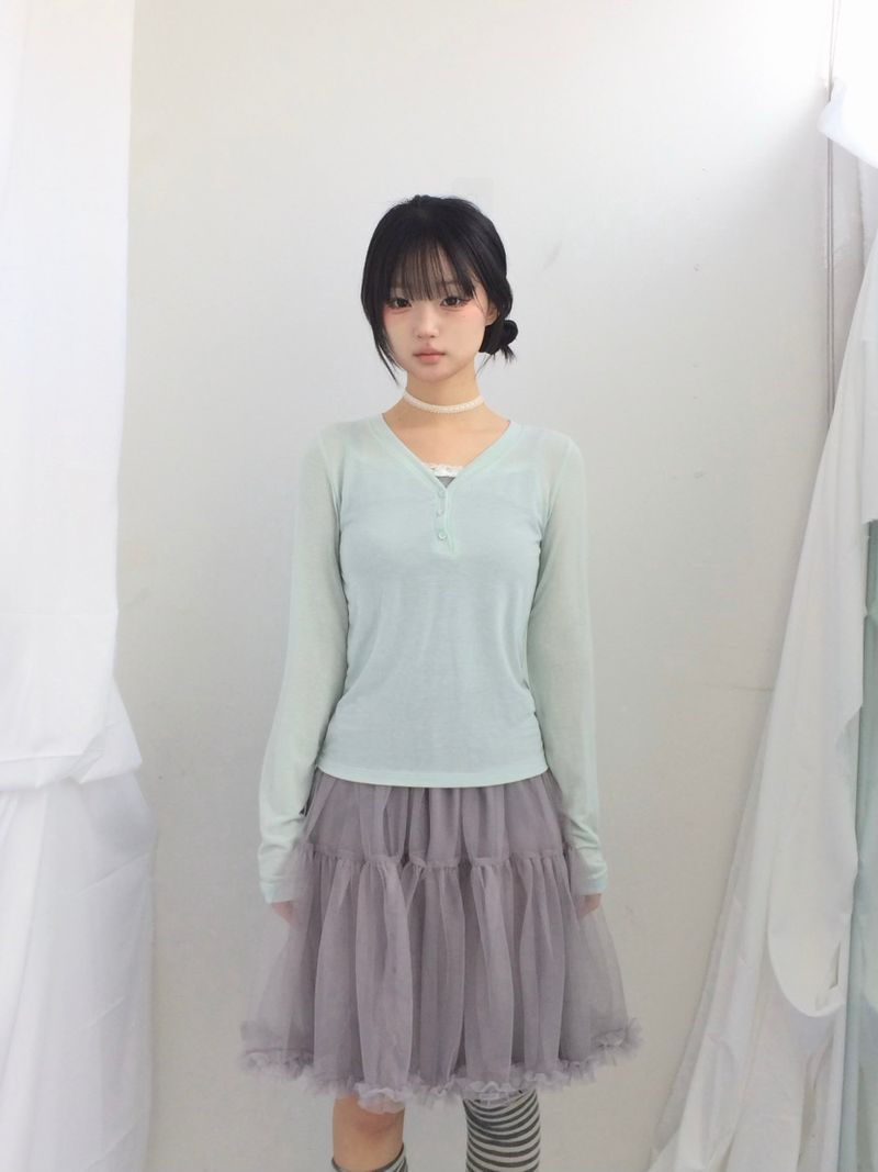 soft shirring frill skirt