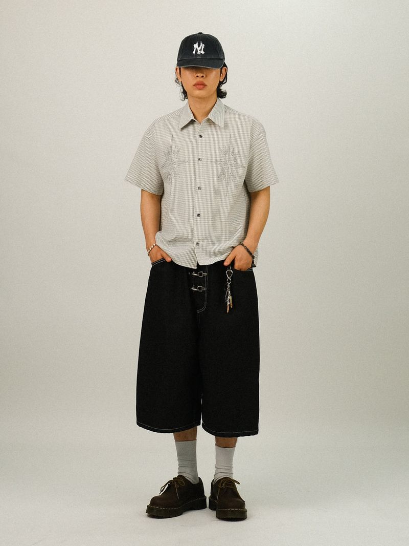 WY Hook Buckle Bermuda Denim Pants