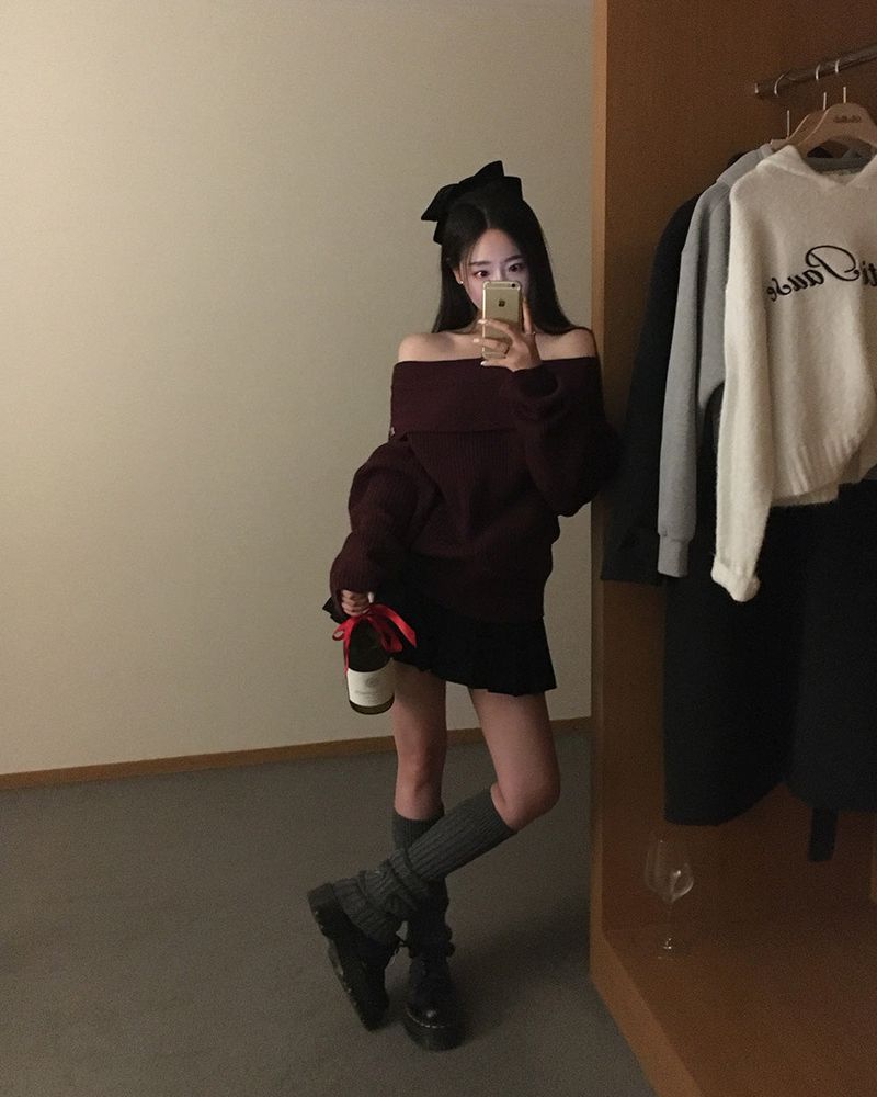 [ORIGINAL] DARE Off-Shoulder Rib Knit