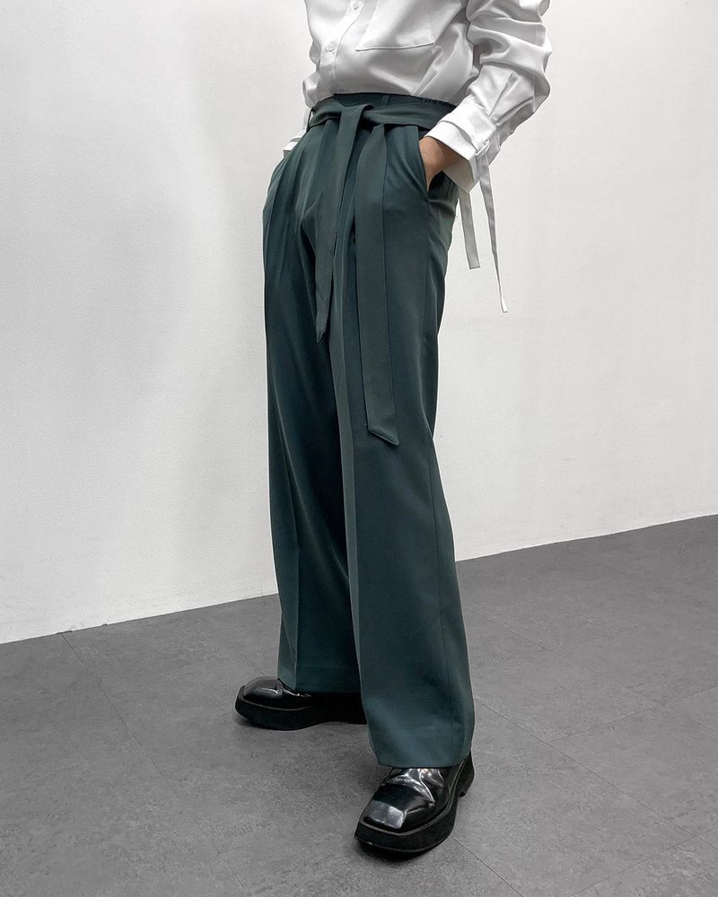 FL Belted Side Banding Wide Slacks (4 colors)