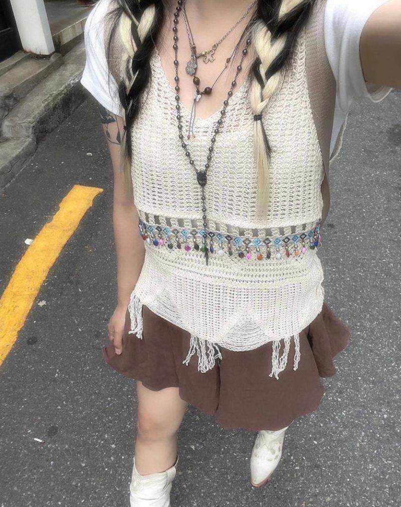 Morigirl linen banding pantskirt