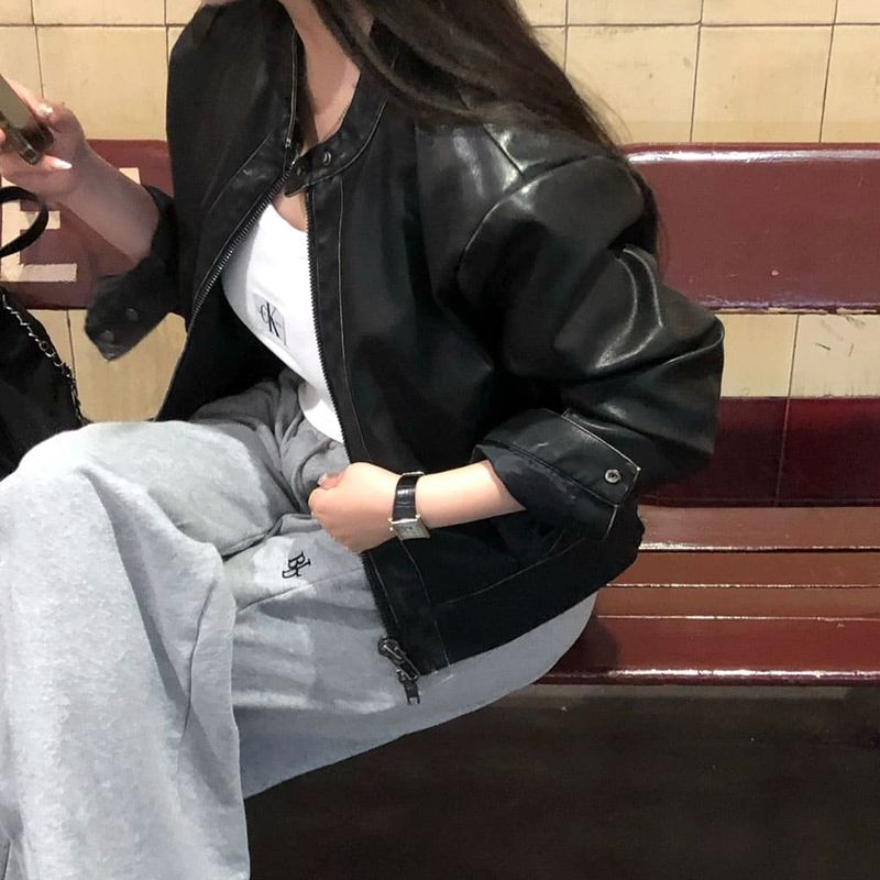 [BELLIDE MADE] High quality vintage washed leather jacket