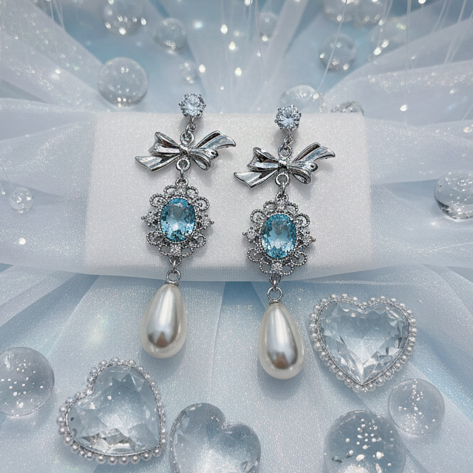 [IVE Wonyoung, Rei Earrings] Aqua Jewel Princess Earring - Fancy Version