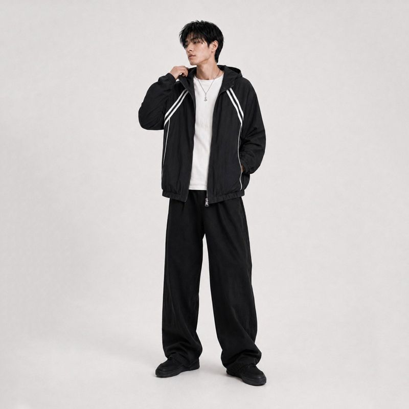 OV 54517 Diagonal Line Hooded Windbreaker (2 colors)