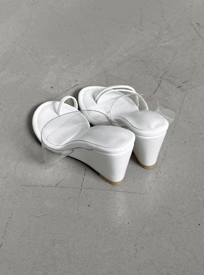 1207 Unbalanced Strap Sandals Wedge Heels (8cm)