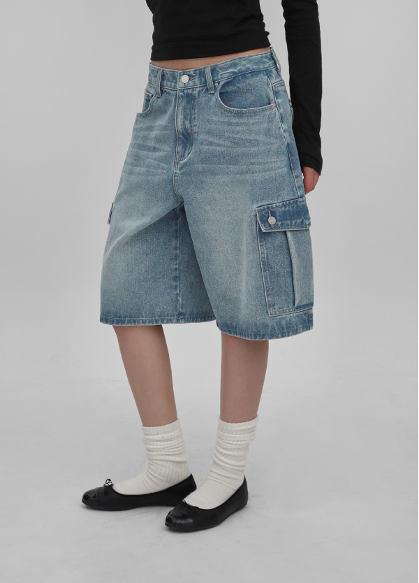 [MADE] Current Cargo Bermuda Denim Pants