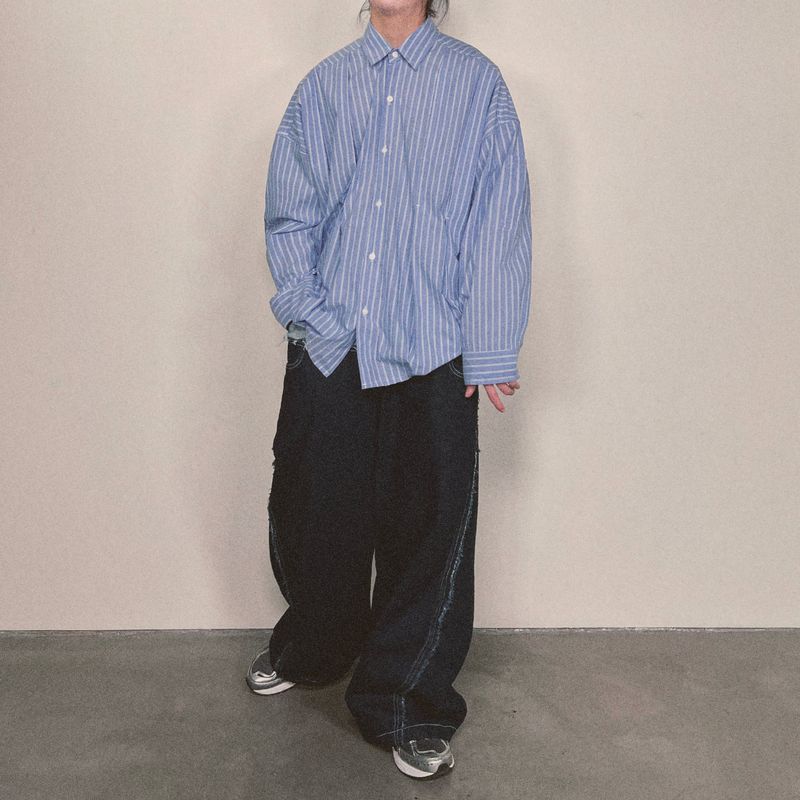 offset stripe shirt_blue