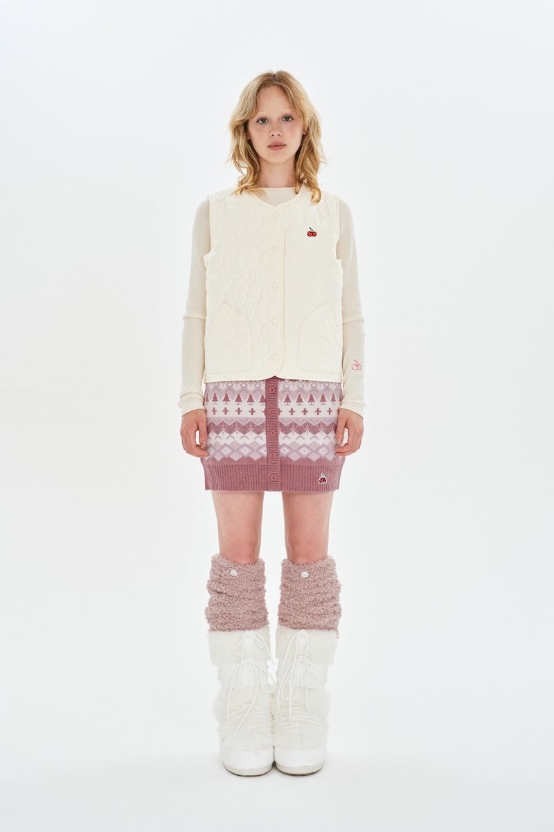 FAIR ISLE KNIT MINI SKIRT [SALMON]