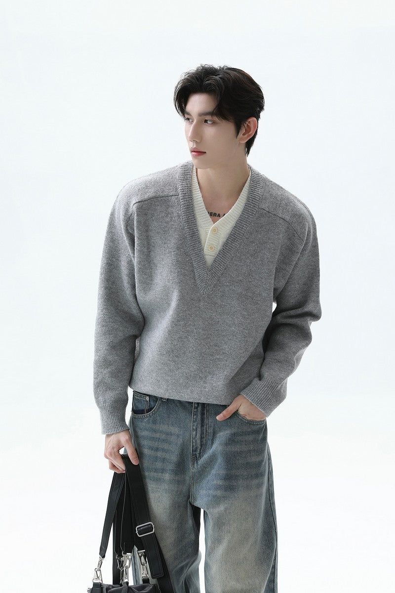 TURNTIDE（ ターンタイド）の「Layered Look Wool V Neck Sweater（Tops）」