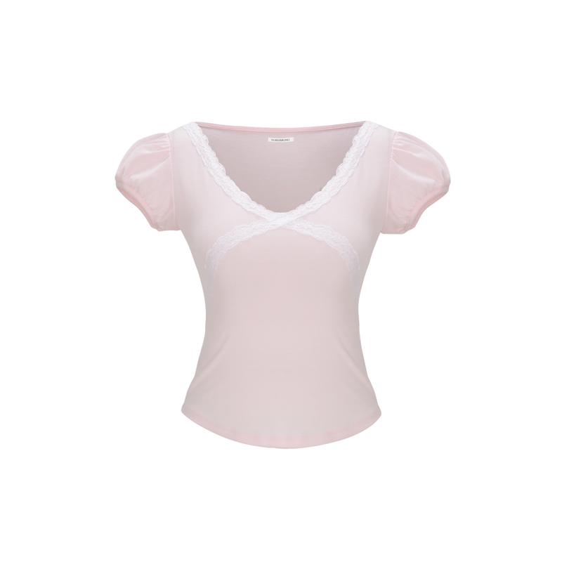 BACK RIBBON PUFF TEE [PINK]
