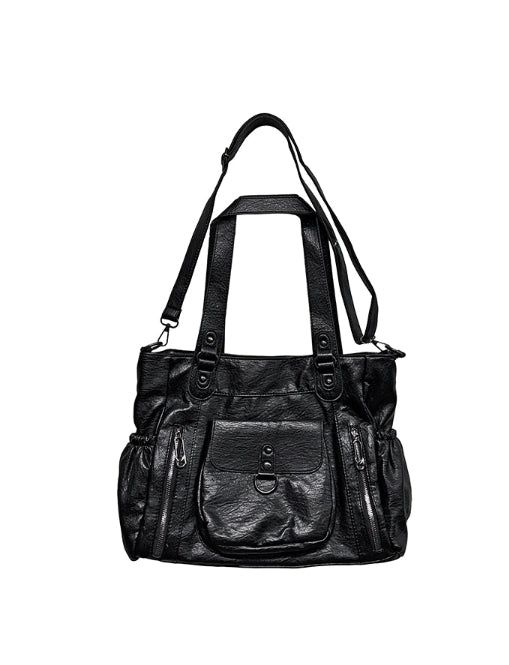 Pin Zipper Ring Pocket Shoulder Bag