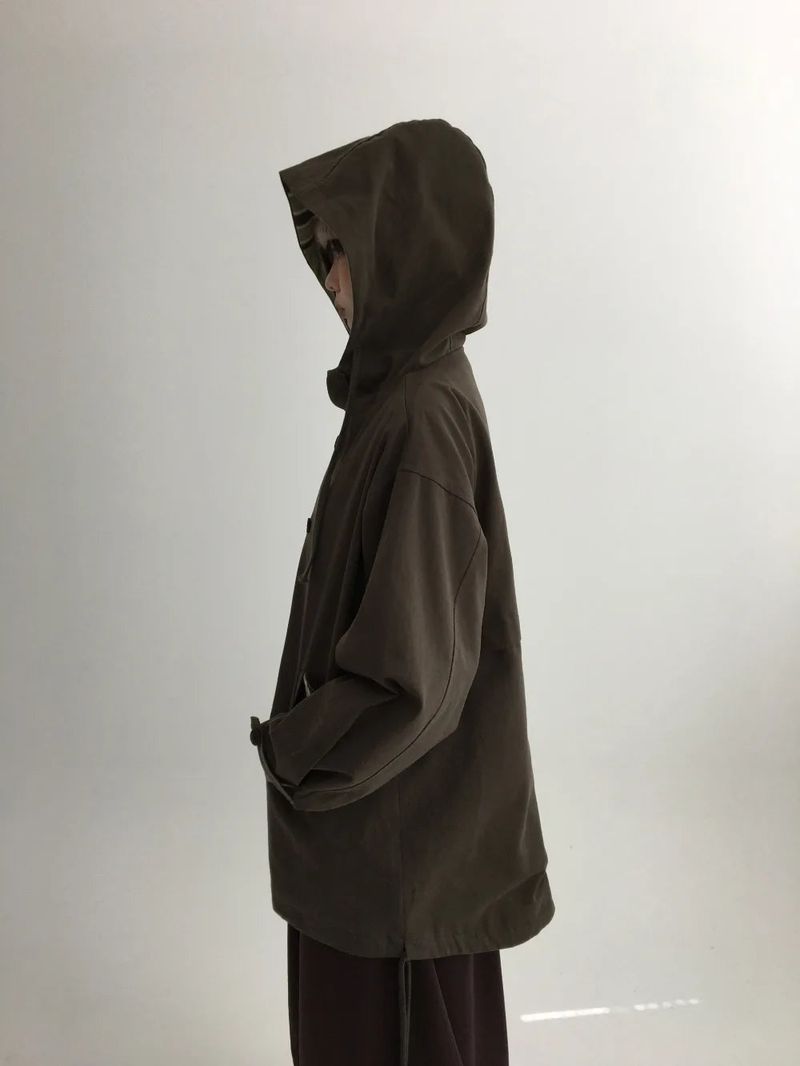 Hapo Button Hooded Short Field Jacket (2color)