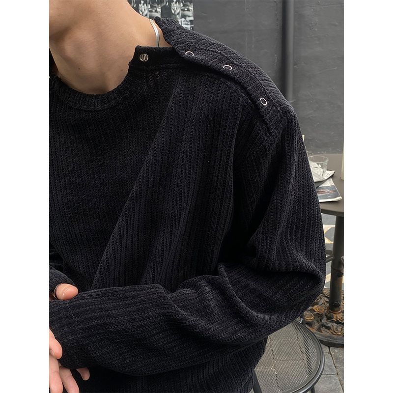  [Unisex] Double shoulder button knit(4color)