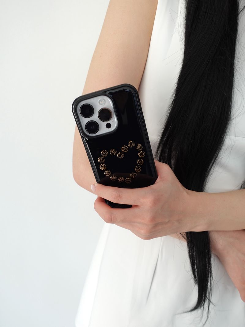 heart stud case (leopard)