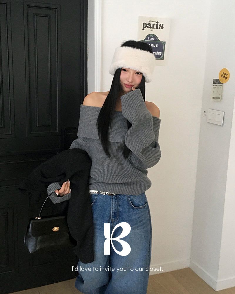 [ORIGINAL] DARE Off-Shoulder Rib Knit