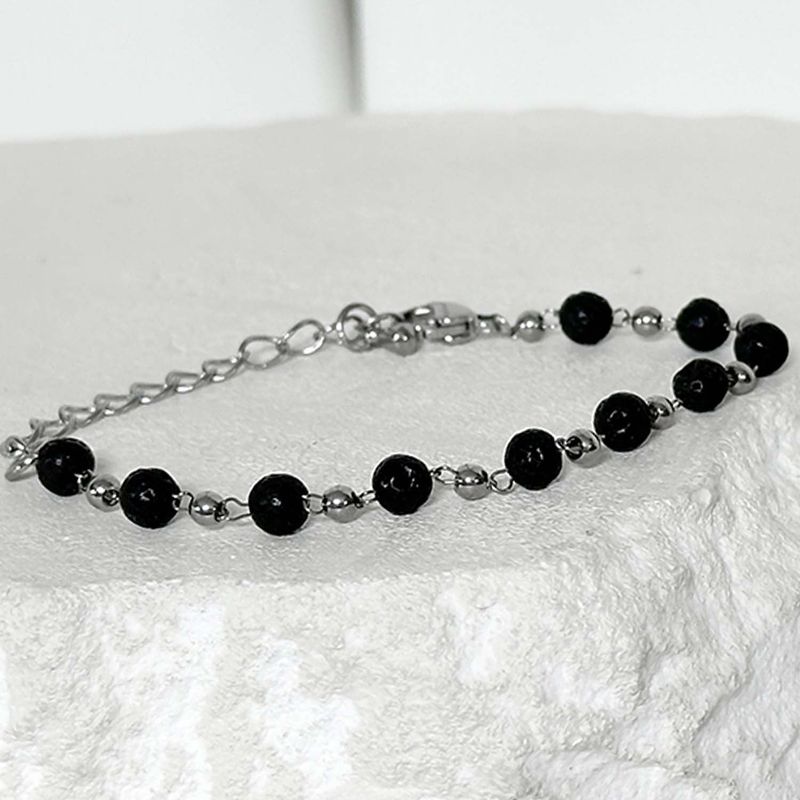 BLESSED BULLET（ブレスドブレット）の「ss-Nature beads+ chain bracelet_black（Accessories）」