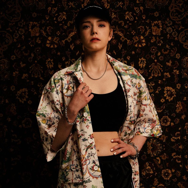 [UNISEX] Printed Linen-Blend Short-Sleeved Jacket (Multicolor)