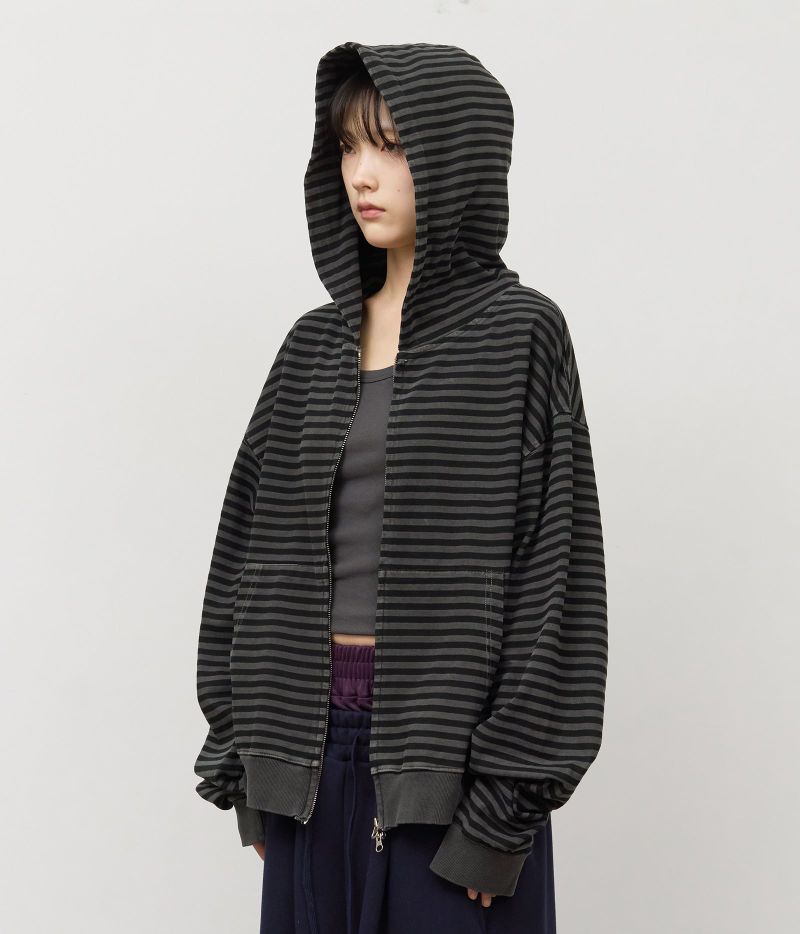 HIFIFNK(ハイファイファンク)の「Peter Pigment Striped Zip Hoodie(Tops)」