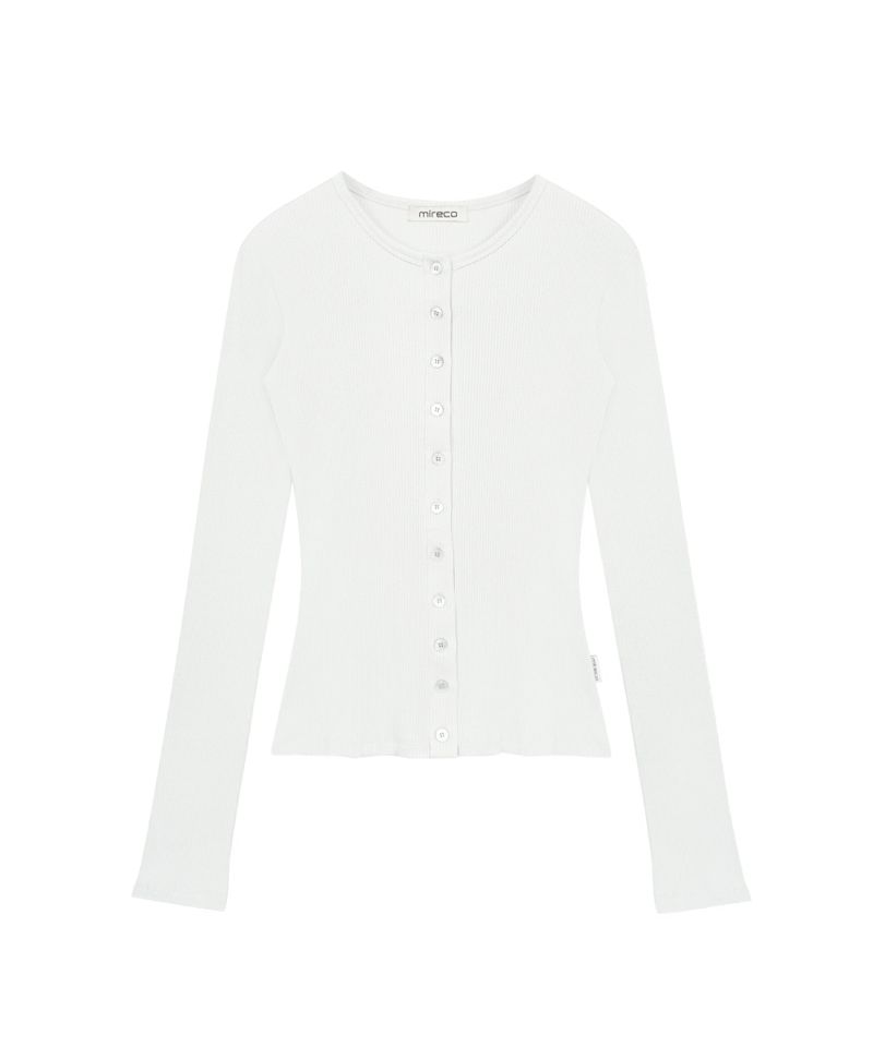 BUTTON RIBBED CARDIGAN DUSTY WHITE