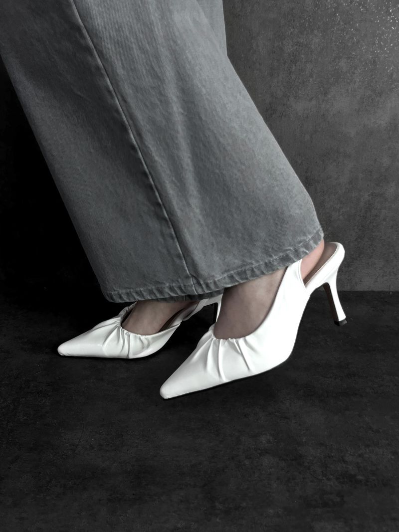 shirring leather stiletto heels (2color)