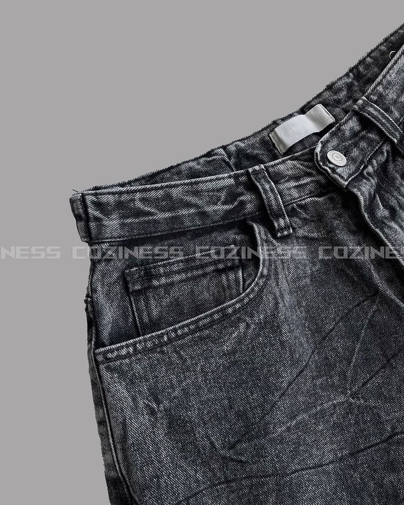 Pulse putty vintage denim Bermuda pants (Black)