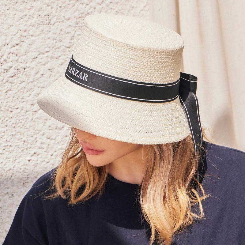 VARZAR(バザール)の「Ribbon paper bucket hat Cream(Hats)」
