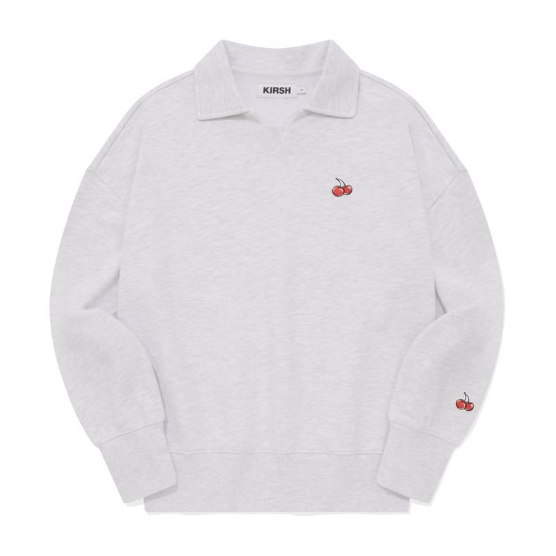 CHERRY OPEN COLLAR SWEATSHIRT [MELANGE GRAY]