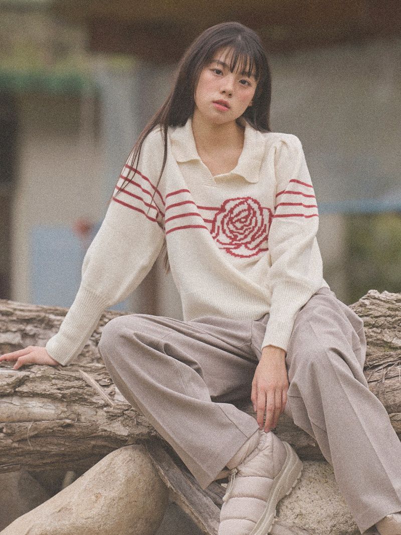 VITALSIGN(バイタルサイン)の「Rose Collar Knit (Ivory)(Tops)」