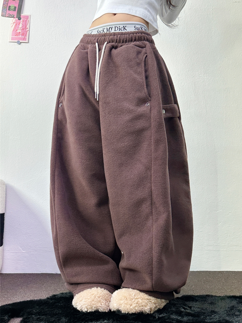 BOTH-SIDES FLEECE SNAP LONG PANTS 🧸🩵🤍6COLOR