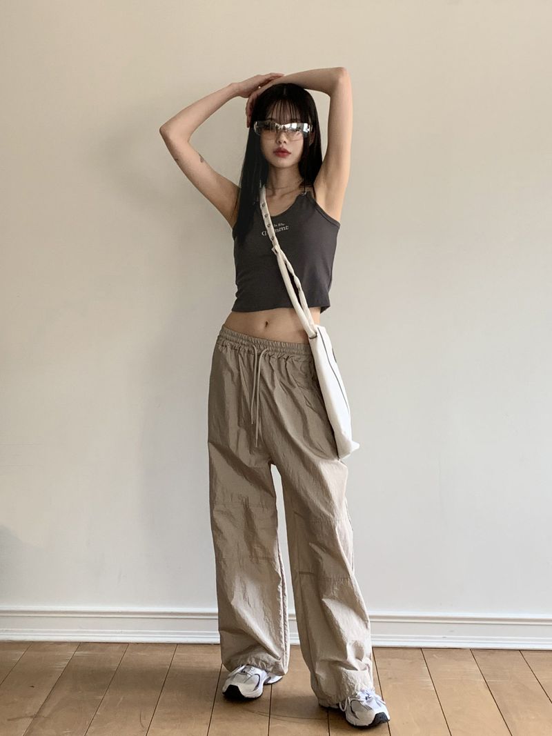 Byten Nylon Snap Button V Logo Crossbody Bag